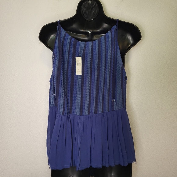 NWT Anthropologie Akemi + Kin Baka Tassel Pleated Tie Shoulder Tank size XSmall - Picture 2 of 10